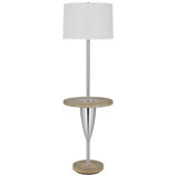 61'' Brown Tray Table Floor Lamp with USB