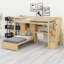 Lit mezzanine avec bureau intégré et escalier, avec compartiments de rangement et tablettes-303271735