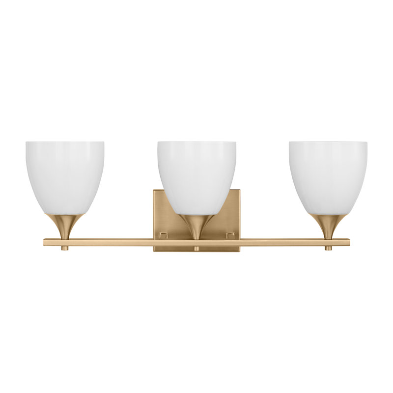 Toffino Satin Brass and Milk Glass 3-Light Wall Sconce