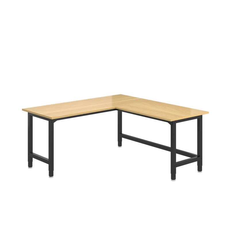 72" L-shaped Heavy Duty Workbench with Solid Wood Top