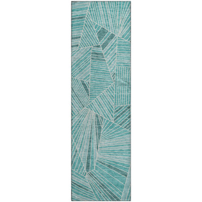 Premium Machine Washable Prisco Teal Rug
