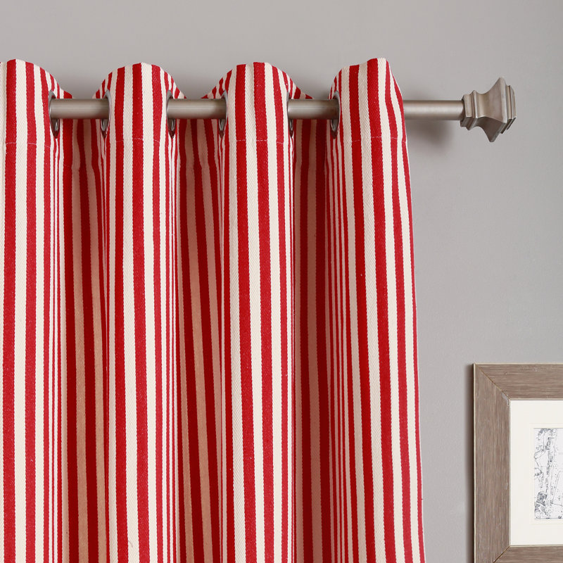 Rideaux semi-transparents à rayures avec œillets deason, Rouge, l 52 po x L 84 po