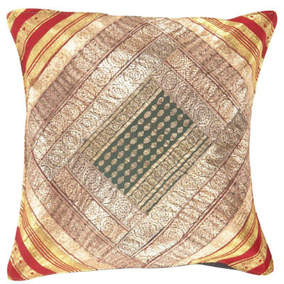 Vintage Sari silk Square Pillow Case 16 "