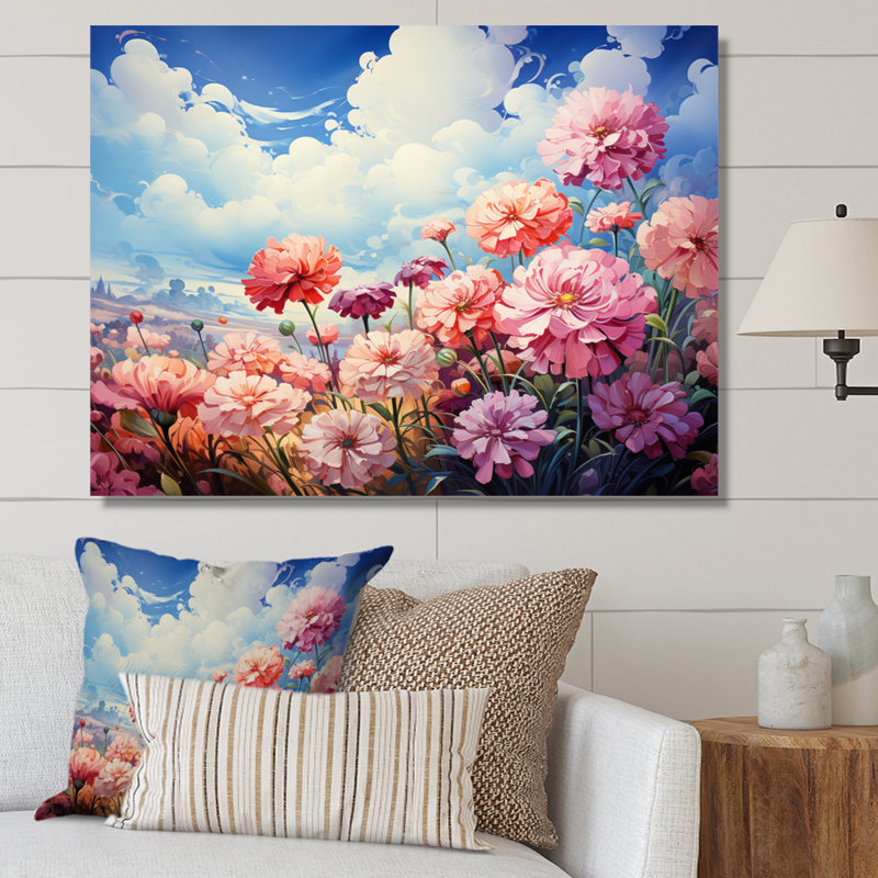 Meadow Zinnia Dreams sur impression sur toile, H 12 po x l 20 po x P 1 po, Toile tendue