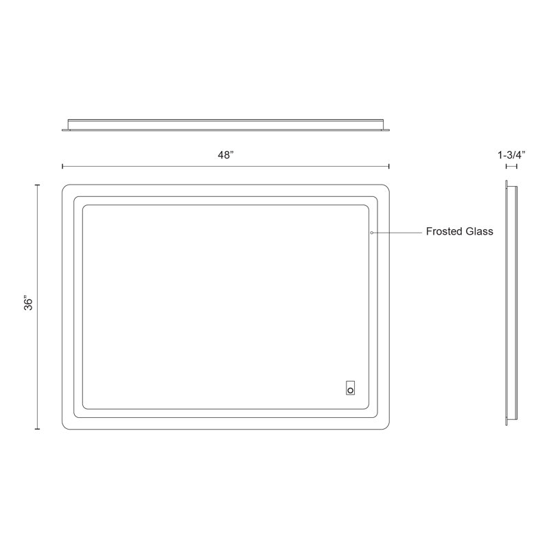Seneca Rectangle Lighted Wall Mirror,  36"H x 48"W x 1.75"D