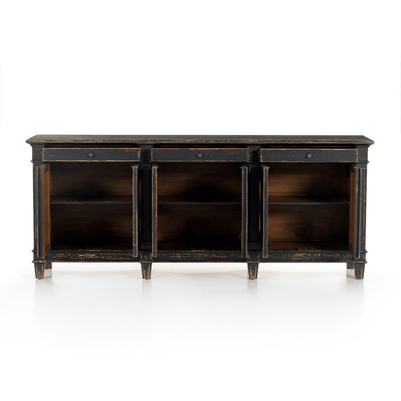 Marjorie 96.25'' W Solid Wood Sideboard, Distressed Black