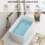 Baignoire autoportante 49 po en acrylique, trempage japonais carré, blanc brillant, baignoire élégante