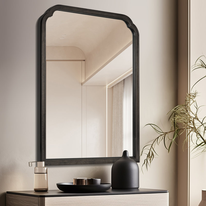 Miroir mural Ancalin, 40 po x 30 po, Noir