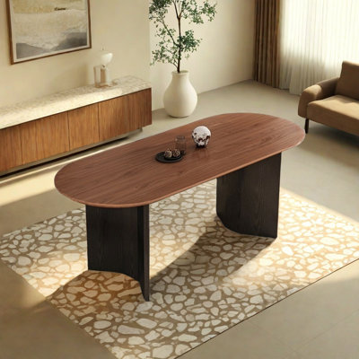 Household simple ash wood oval dining table