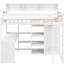 Lit mezzanine simple en bois blanc avec espace de rangement blanc-160765762