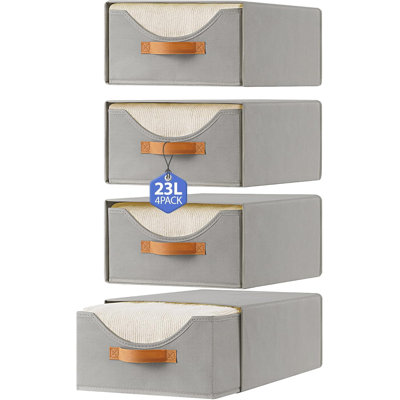 Ensemble de 4 paniers de rangement pour vêtements 16,5 po