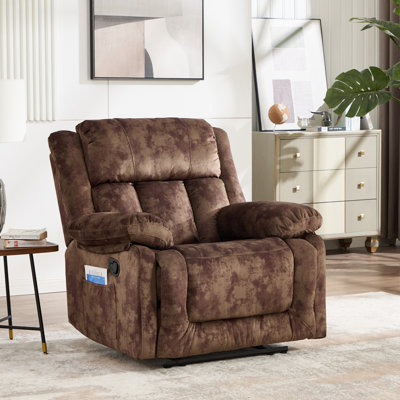 Fauteuil inclinable manuel en microfibre de 38,58 po de largeur avec rembourrage rembourré et poche de rangement latérale (ensemble de 2)