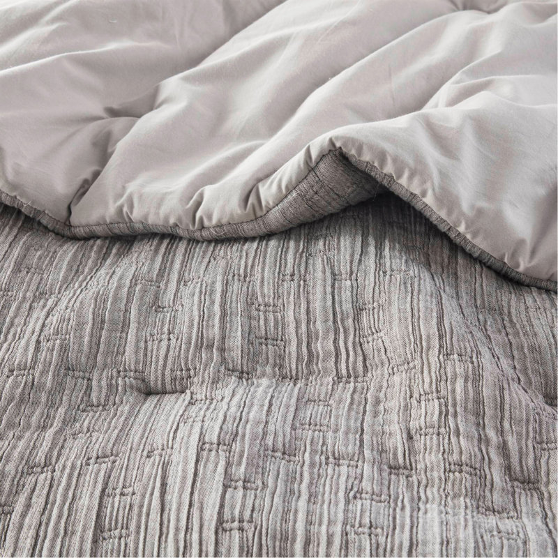 Ensemble de literie de 3 pièces de couleur unie pour lit très grand / très grand californien 100% coton toutes saisons - draps en satin de coton gris anthracite