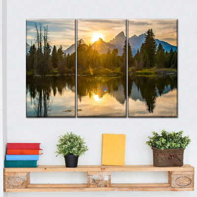 Grand Teton Dramatic Sunset Wall Art Multi Piece Canvas Print