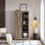 Élégant buffet à panneaux en bois massif et à base de bois avec présentoir ouvert, tiroirs et tablettes multiples pour un rangement organisé