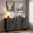 Modern Sideboard With Metal Handles And Geometric Line-455366352