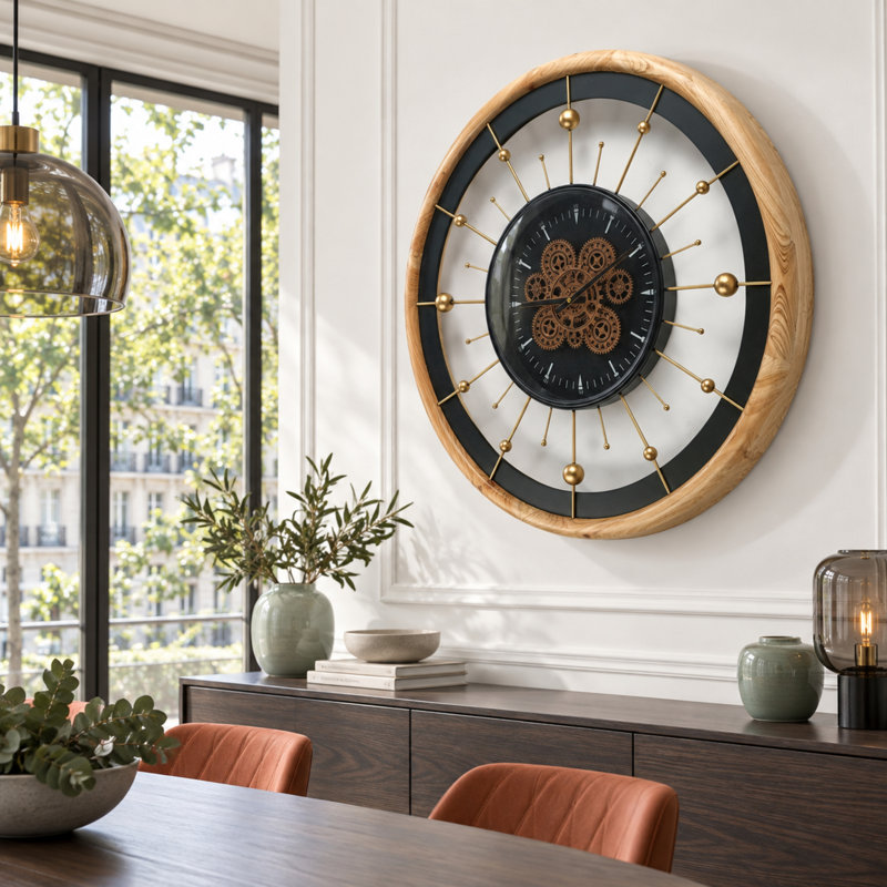 Horloge murale en bois noir The-Gear's