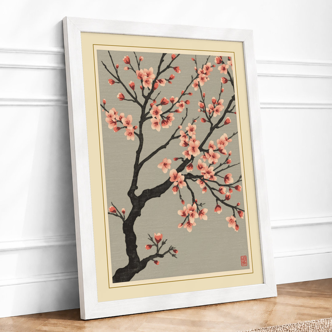 Moonlit Cherry Blossom Japandi - Framed Print