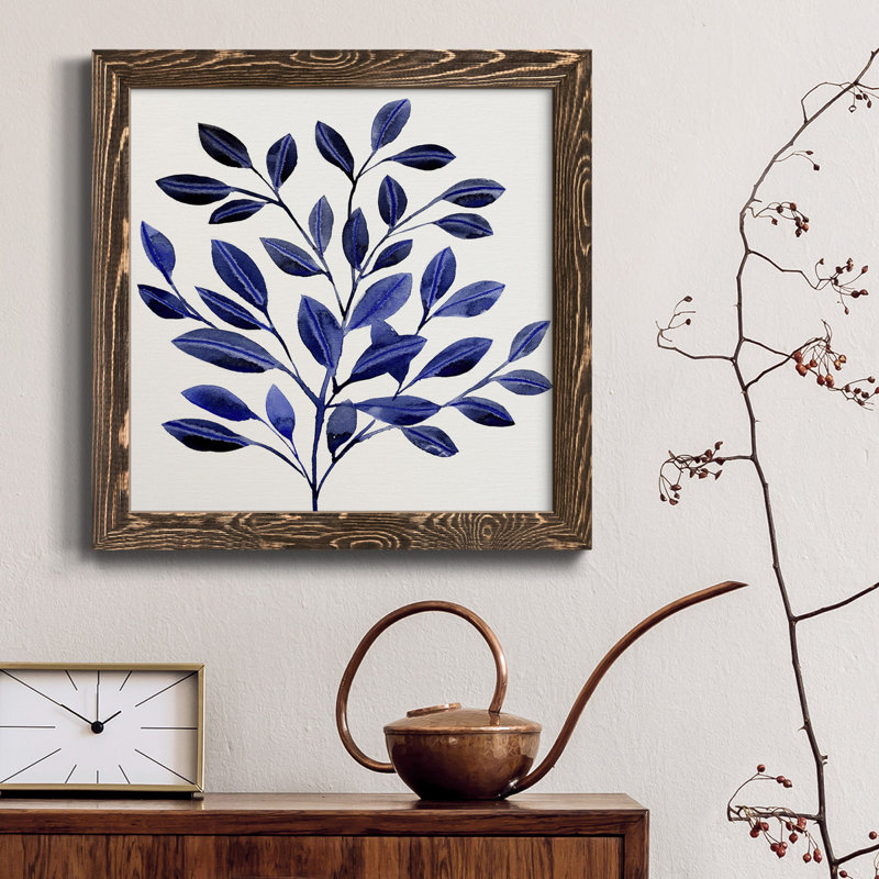 Deep Blue Branch II - Toile encadrée de qualité supérieure - prête à être accrochée, H 35,5 po x l 35,5 po x P 1,5 po