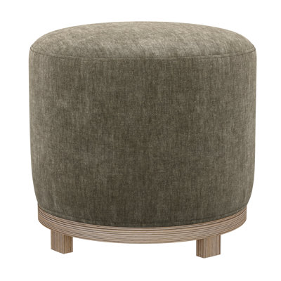 Mid-Century Modern Swivel Ottoman with Wood Base