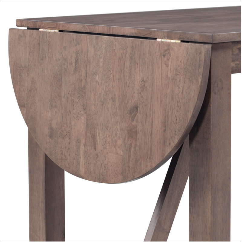 3-Piece Wood Counter Height Drop Leaf  Dining Table Set with 2 Upholstered Dining Chairs for Small Place,, Brown, Grey
