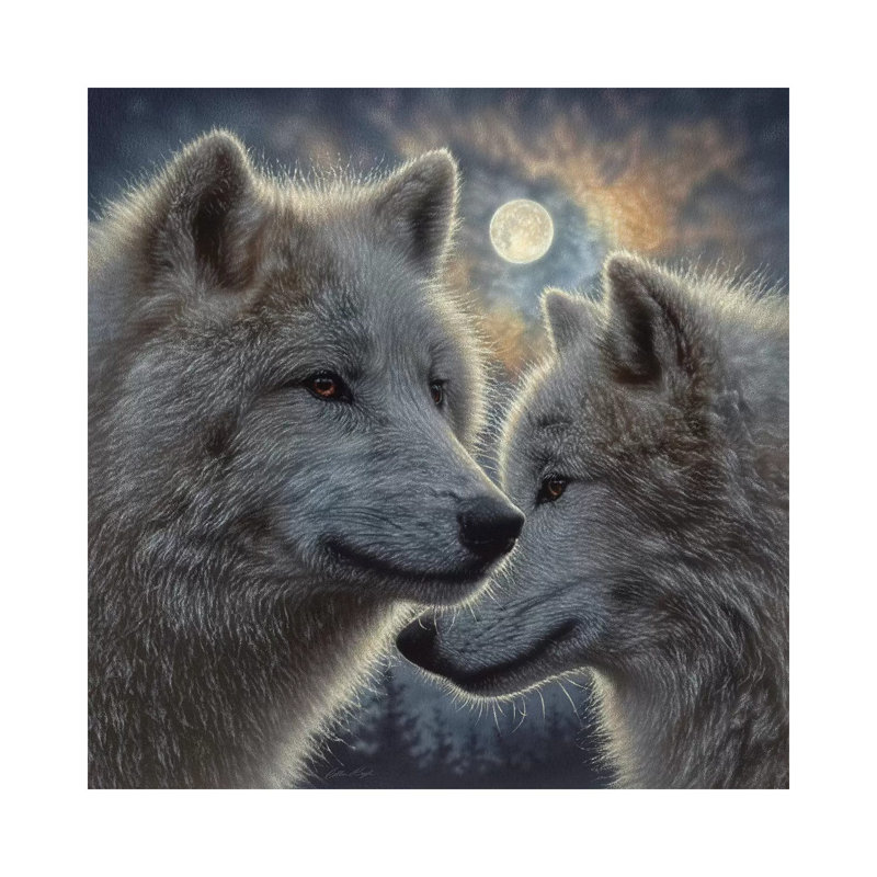 Moonlight Wolf Mates by Collin Bogle - Print on Canvas, Wrapped Canvas, 30.48cm H x 30.48cm W x 1.91cm D