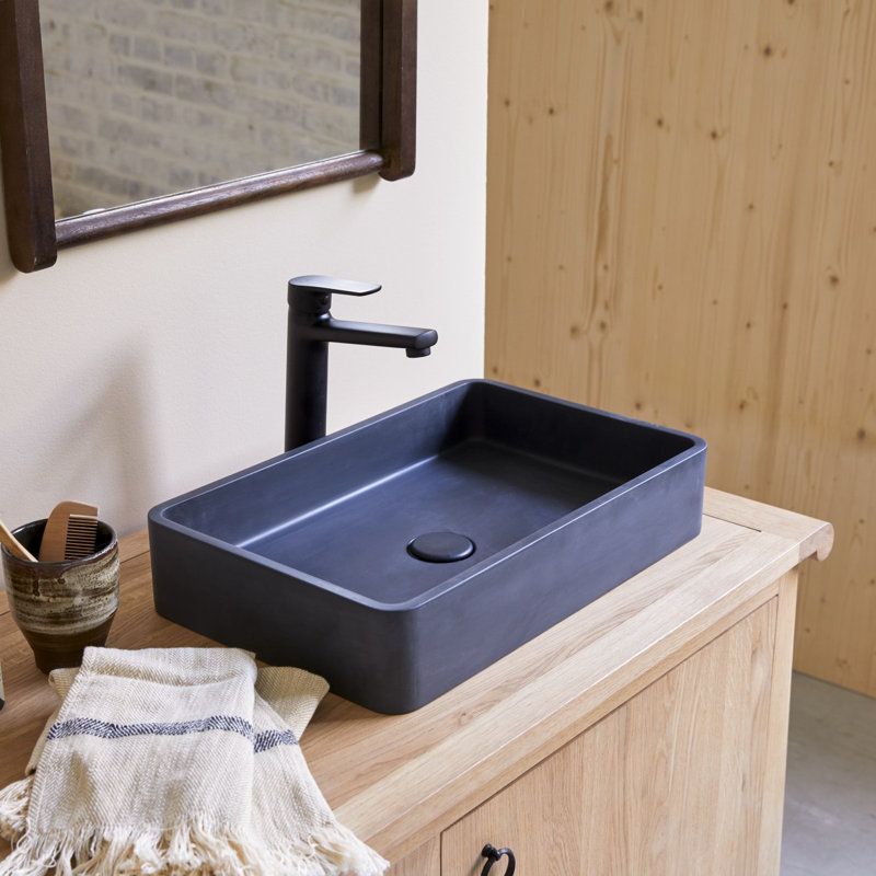 Iris Cream Terrazzo Bathroom Sink, Black