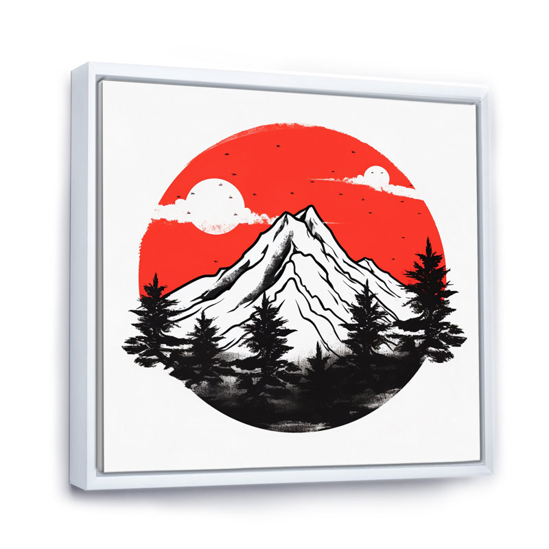 «Japon Sunrise On Samurai Land V», reproduction d'art sur toile japonaise, Cadre flottant blanc, H 36 po x l 36 po x P 1,5 po