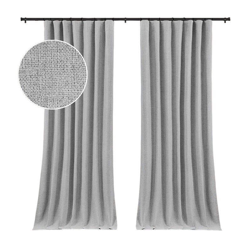 Linen Curtain Pair, 50" W x 63" L, Beige