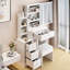 Table de coiffeuse 29,2 "et siège rembourré - blanc pour petite pièce Tabouret de rangement grande capacité American Design