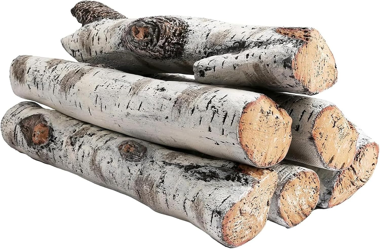 G & R PLUMBING ENTERPRISES, INC. 6PCS Ceramic White Birch Gas Fireplace ...