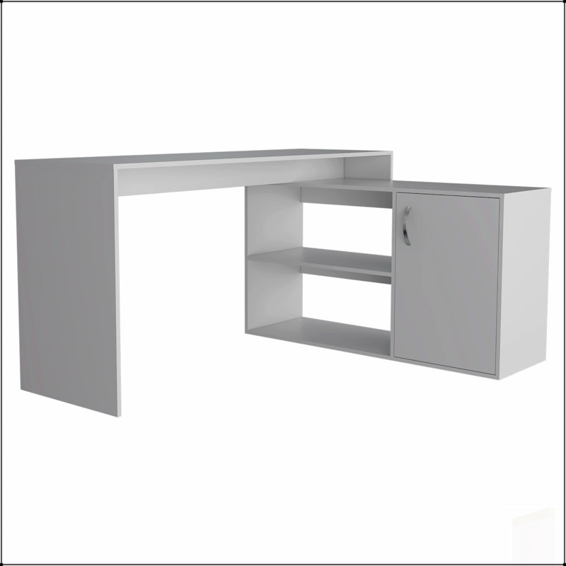 Bureau d'ordinateur en L Axis avec rangement ouvert et fermé, parfait pour le bureau à domicile et un espace de travail efficace