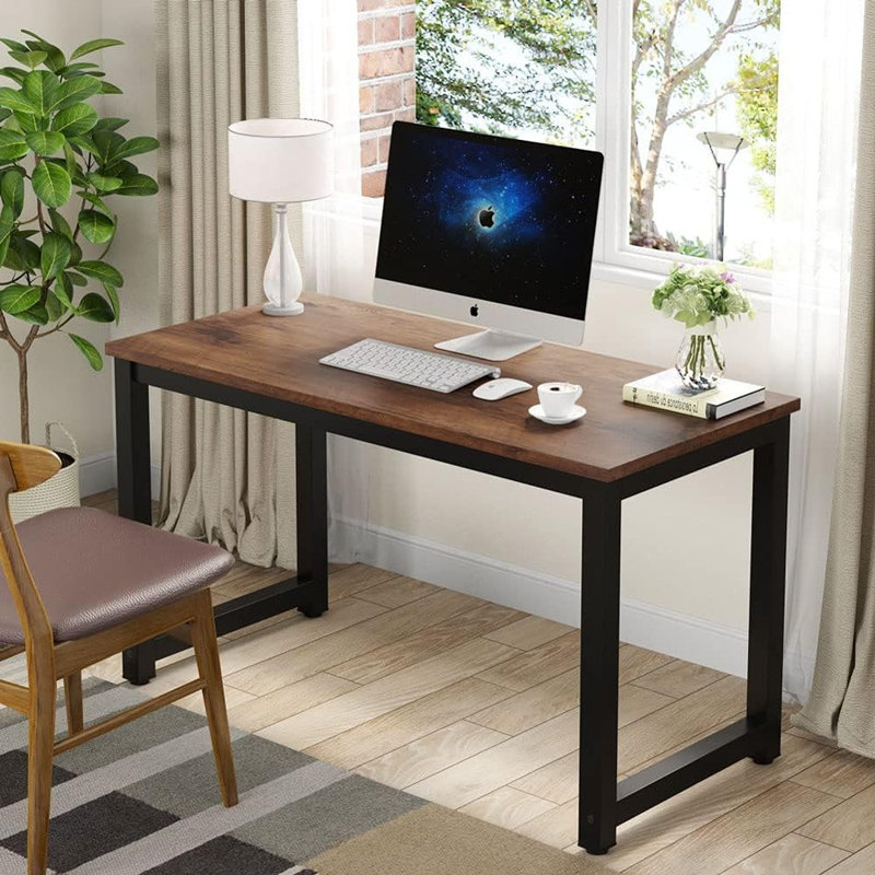 Bureau d'ordinateur moderne et simple, table d'ordinateur de bureau rétro de 47 pouces, bureau d'écriture pour bureau personnel, brun rustique