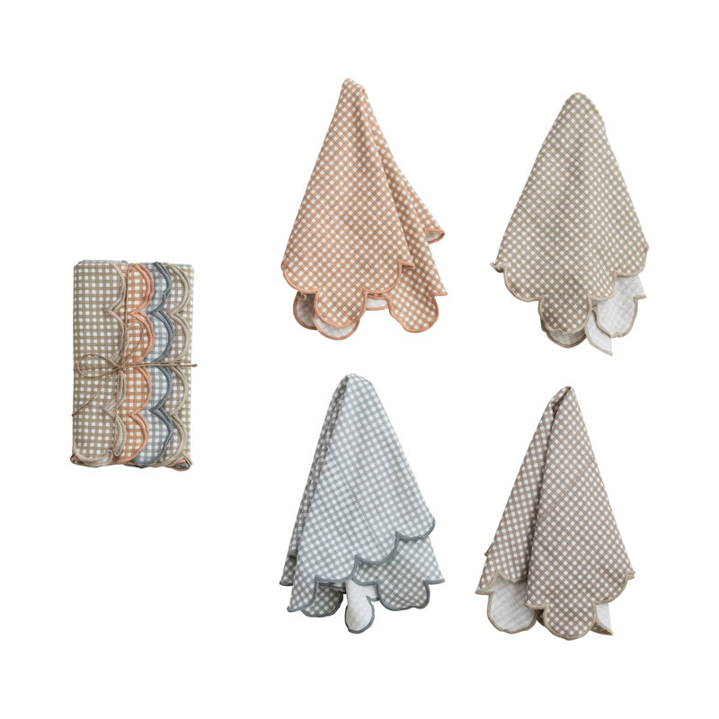 Multicolore ensemble de serviettes festonnées en coton 4 pièces
