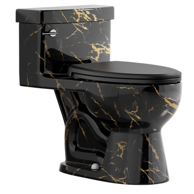 Toilette allongée une pièce à base ronde, toilette à hauteur confortable ADA, chasse d'eau à jet de jante de 1,28 gallon par chasse, toilette de luxe, installation brute de 12 po