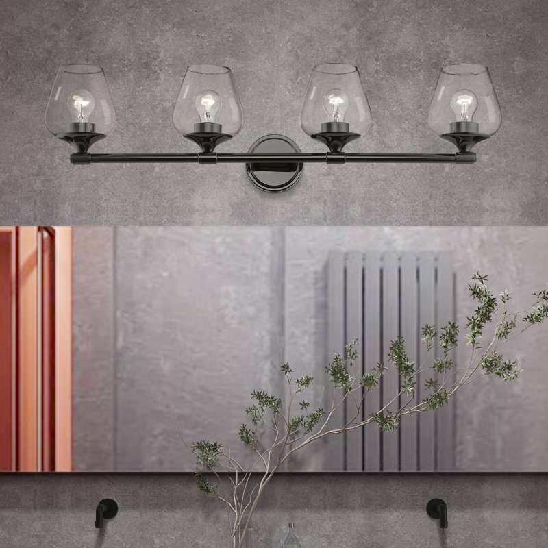Éclairage de salle de bain à intensité variable 4 lumières Zaker, Chrome noir