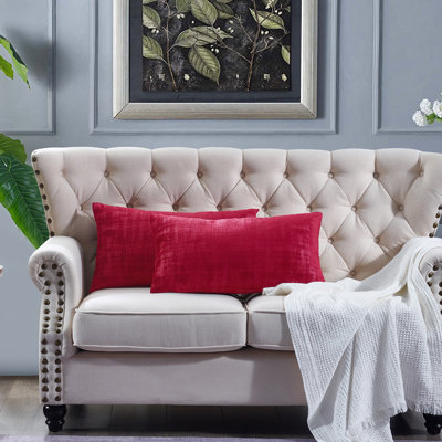Housse de coussin rectangulaire en velours texturé
