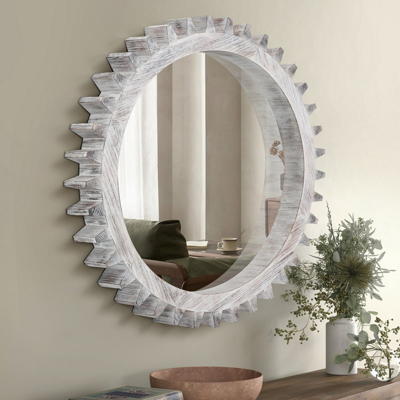 Miroir décoratif en forme de meuble vintage rétro en bois de 42 po x 42 po pour le vestibule du salon de la salle de bain ou assemblé à votre goût.