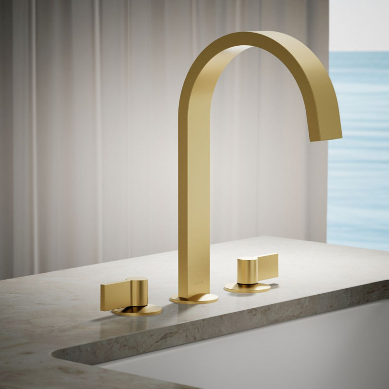 Components Deck-Mount Bath Spout with Ribbon Design, Brass
