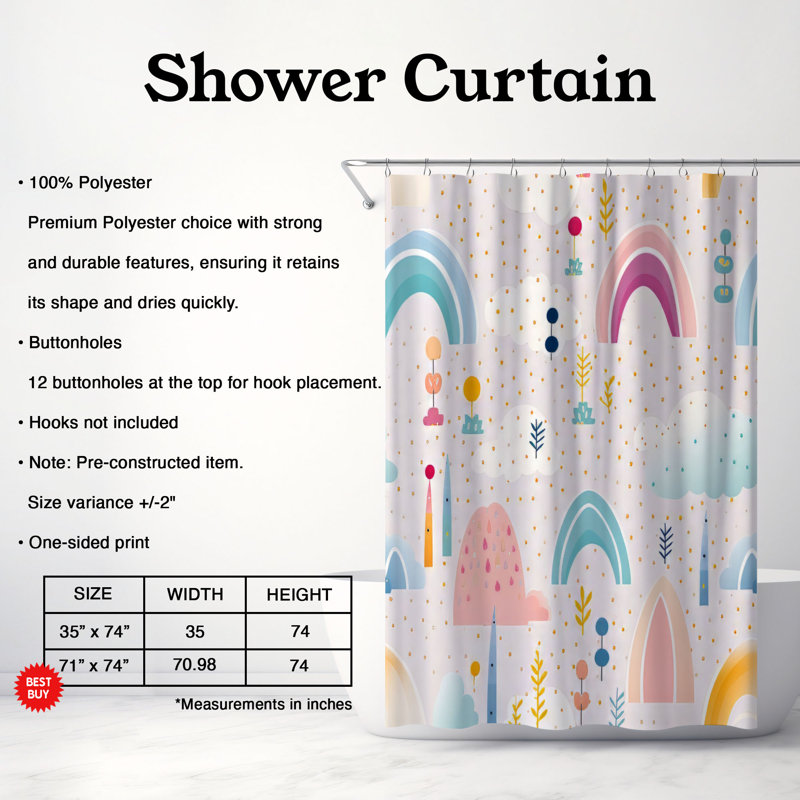 Rideau de douche Dreamy Decor - Premium, H 74 po x l 71 po