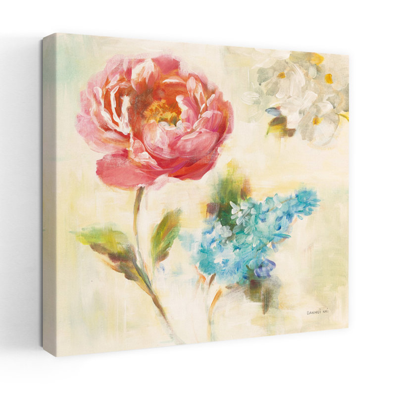 Art contemporain contemporain avec fleur abstraite, H 24 po x l 24 po