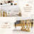 63-inch White Rectangle Dining Table With Gold Metal Base-146858779-146858778