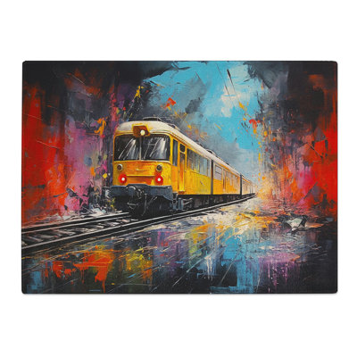 Train Contemporary  Glass Chopping Board