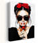 Stylish Woman Red Wine Bold Elegant Modern Portrait Wall Art Print 1 Piece Wrapped Canvas Wall Art-11066747