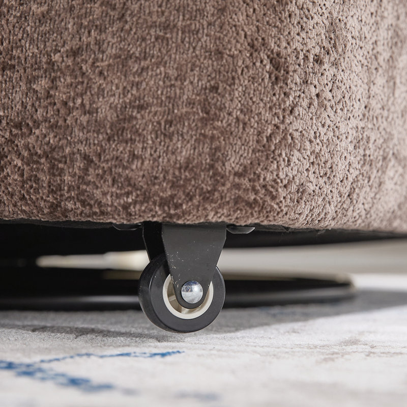 Fauteuil d'appoint pivotant surdimensionné rembourré avec repose-pieds, Tissu brun