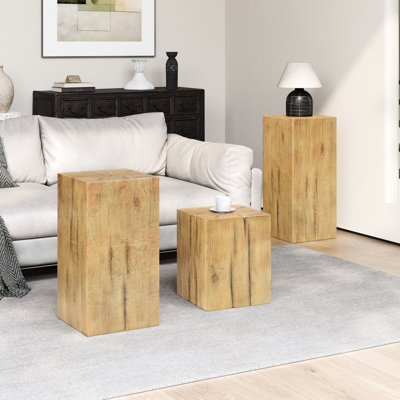 Table d'appoint carrée à colonne avec un ombre naturelle rétro, convenant à la décoration de meubles d'intérieur et d'extérieur, avec des tables modernes avec des caractéristiques, offrant une configuration stable en deux couleurs