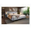 Lit tapissier chic en lin avec lumières et tablettes intégrées, gris, très grand-692579272-692579273