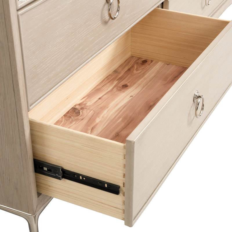 Commode 6 tiroirs avec miroir Preste, Naturel