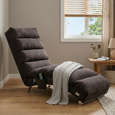 Jameer Simple and comfortable Upholstered Chaise Lounge with metal legs and storage pockets for bedrooms and living rooms