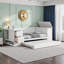 Lit de jour simple moderne blanc avec couchette, accoudoirs de rangement et station de charge intégrée-547079166